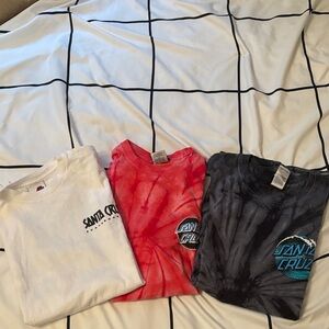 Santa Cruz Skateboards T-Shirt Bundle - White, Red, Black